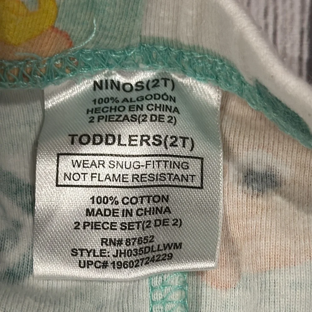 Cocomelon Toddler Girls Green and White Striped Pajama Set